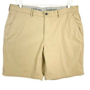 Lands End Men's Traditional Fit Flat Front Stretch Khaki Shorts Size 40 NWOT